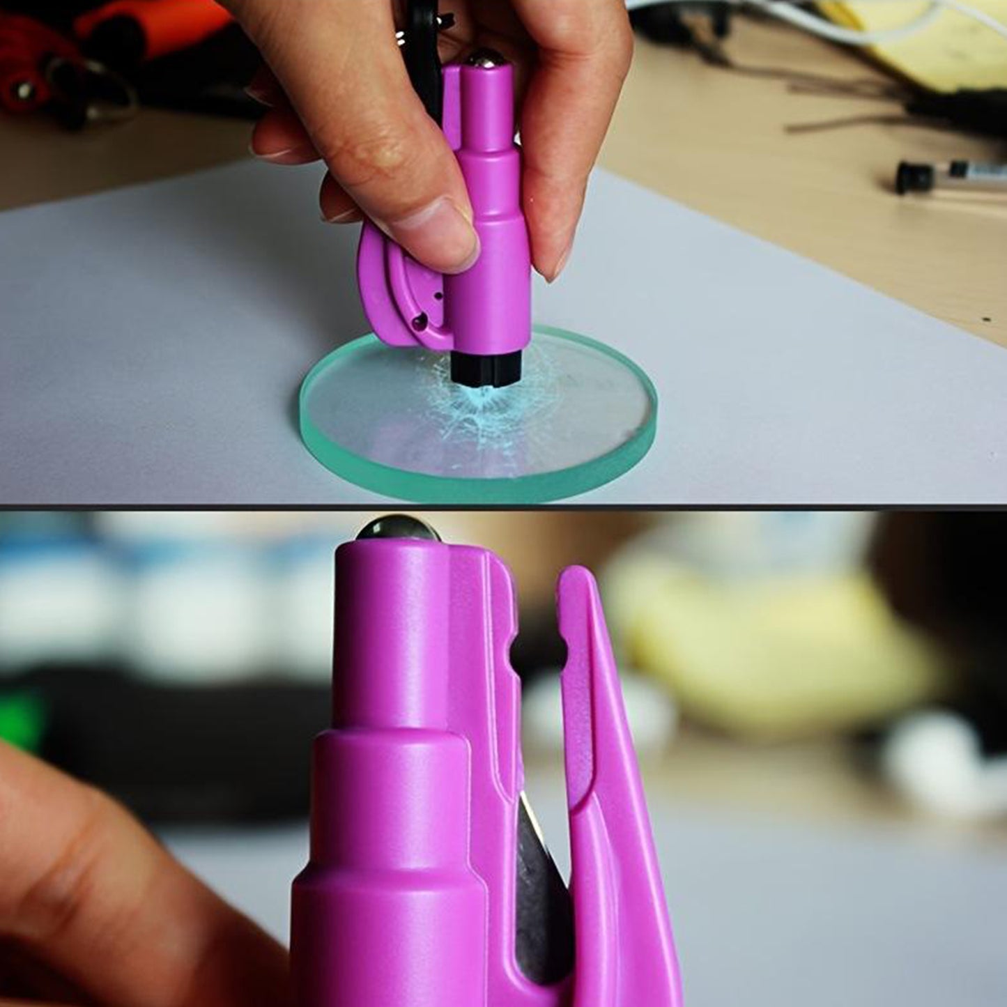 2 In 1 Emergency Safety Cutter With Key Chain Small Portable Handy Emergency Safely Glass Breaking Seat Belt Cutting Keychain Tool