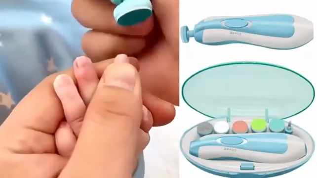 Electric Baby Nail Trimmer With Grinding Heads For Newborn Infant And Toddler