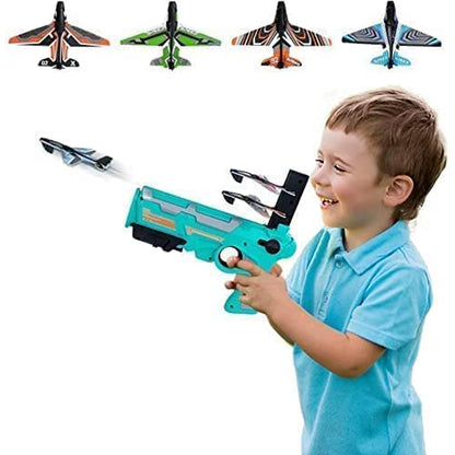 Airplane Launcher Gun Toy With Foam Glider Planes Outdoor Games For Children Best Aeroplane Toys For Kids Air Battle Gun Toys  ( 5 Plane Include )