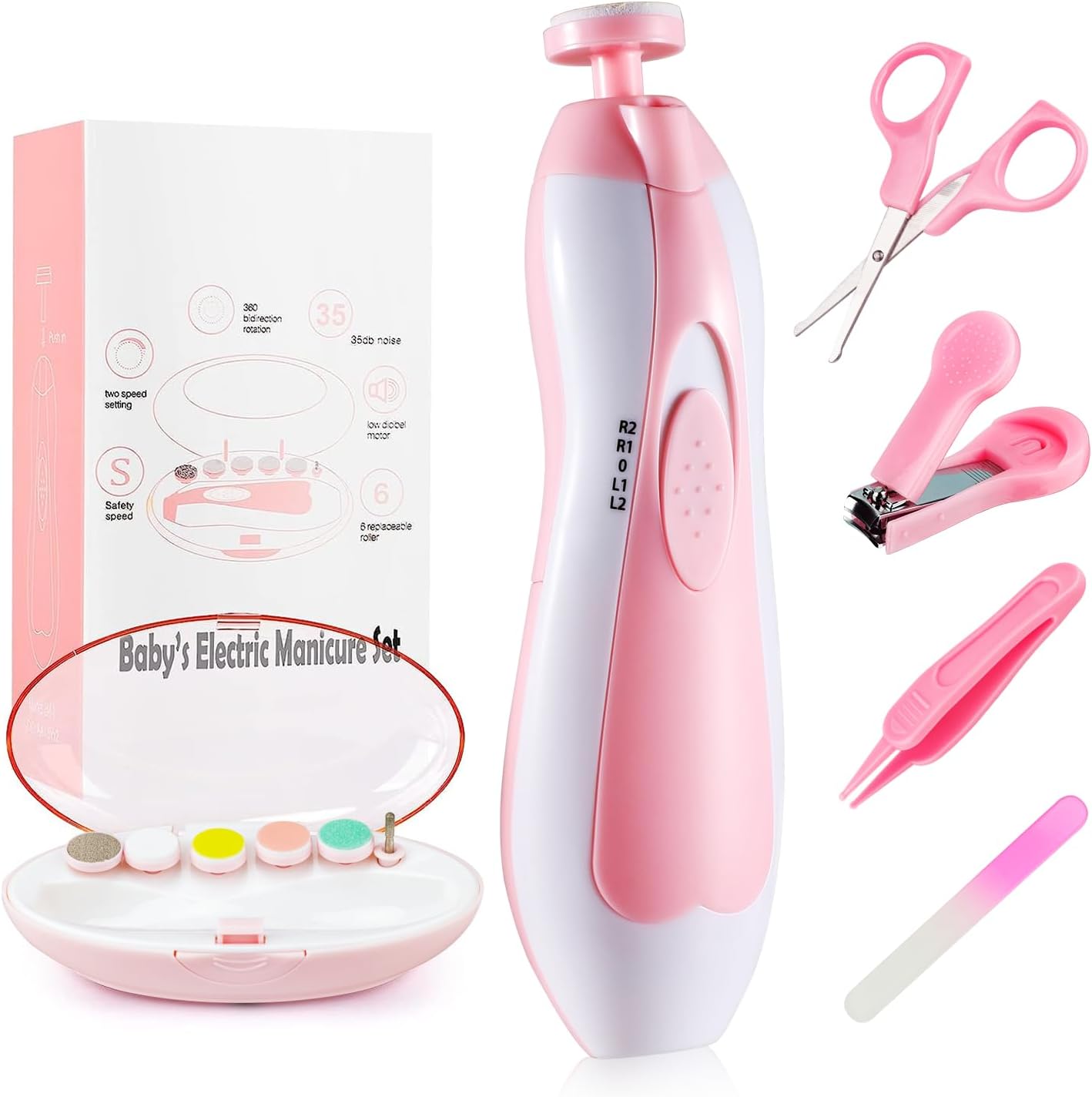 Electric Baby Nail Trimmer With Grinding Heads For Newborn Infant And Toddler