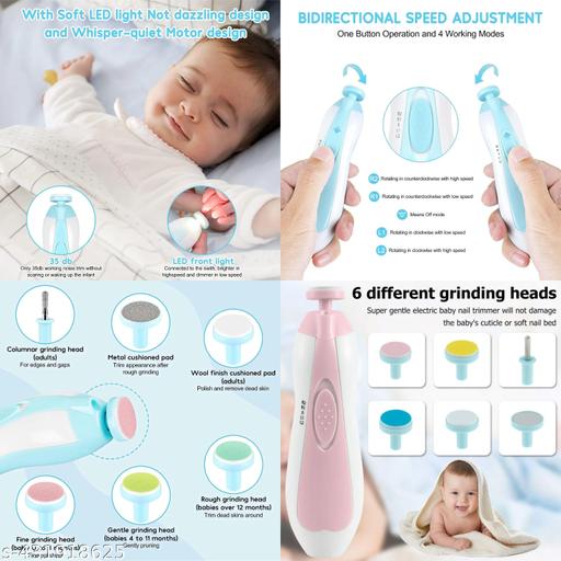 Electric Baby Nail Trimmer With Grinding Heads For Newborn Infant And Toddler
