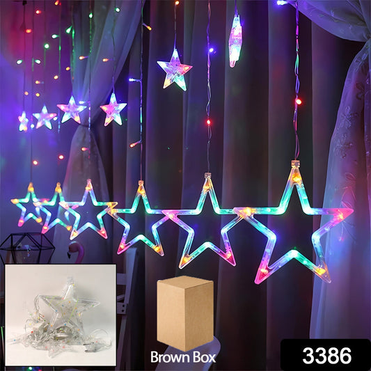 12 Stars Led Curtain String Lights With 8 Flashing Modes For Home Decoration Diwali  Wedding Led Christmas Light Indoor And Outdoor Light Festival Decoration (Multicolor)