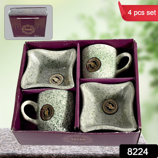 Festo Ceramic Tea  Cups  Mug Set Including Snacks  Serving Bowl Milk Cup Coffee Cup Tea Cup Breakfast Cup Drinking Mug Or Outdoor For Household Gift For Birthday Wedding Party (4 Pcs Set)