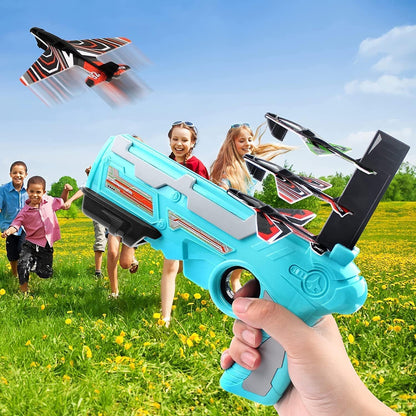 Airplane Launcher Gun Toy With Foam Glider Planes Outdoor Games For Children Best Aeroplane Toys For Kids Air Battle Gun Toys  ( 5 Plane Include )
