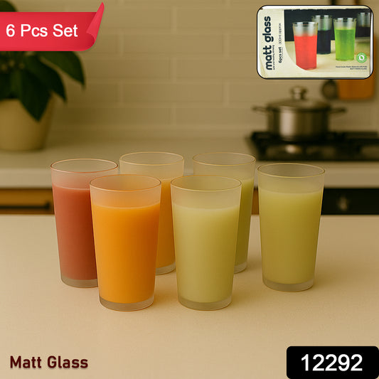 Matt Finish Glass Tumbler Set (Approx 300ml  6 Pc)